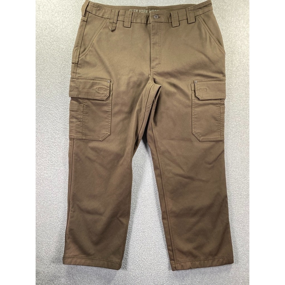 Duluth‎ Trading Flex Fire Hose Relaxed Fit Fleece Lined Cargo Pants 40x30 Brown